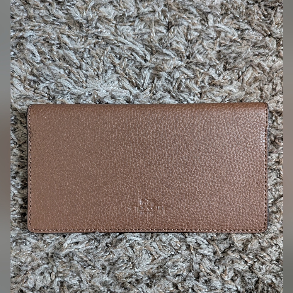 Coach Brown Leather Long Bi-Fold Slim Wallet